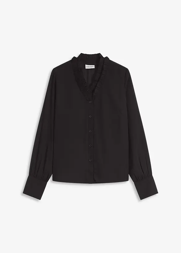 Chiffongblus med rysch, bonprix