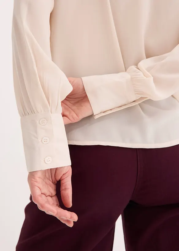 Chiffongblus med rysch, bonprix