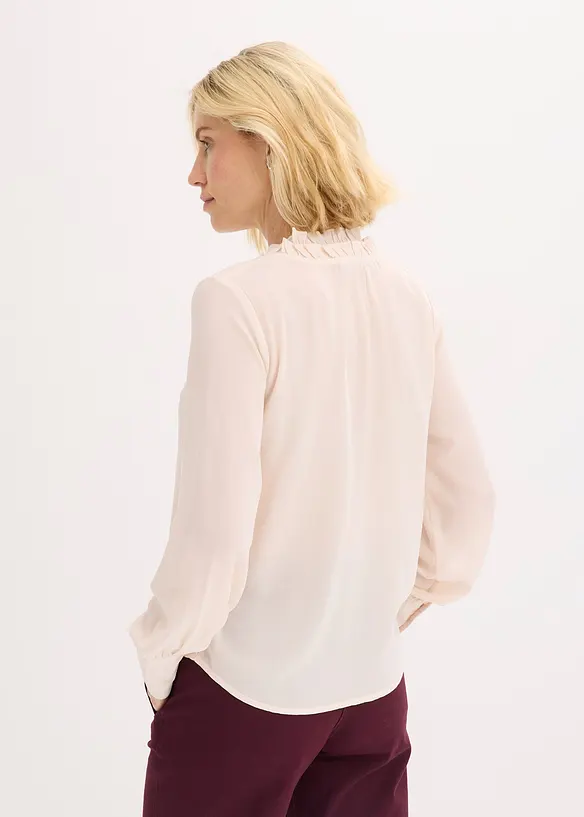 Chiffongblus med rysch, bonprix