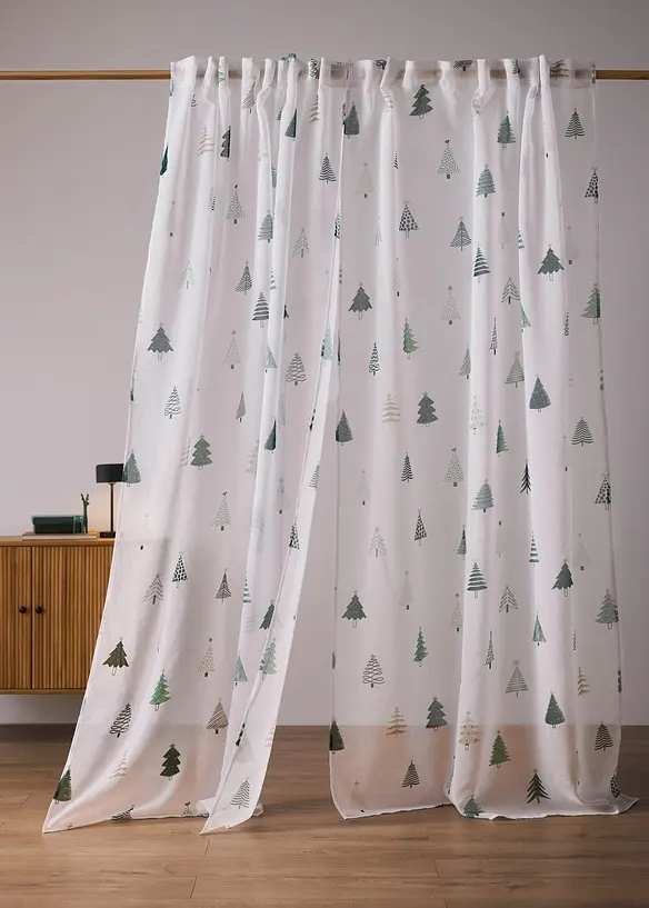 Gardin med granmönster (1-pack), bonprix