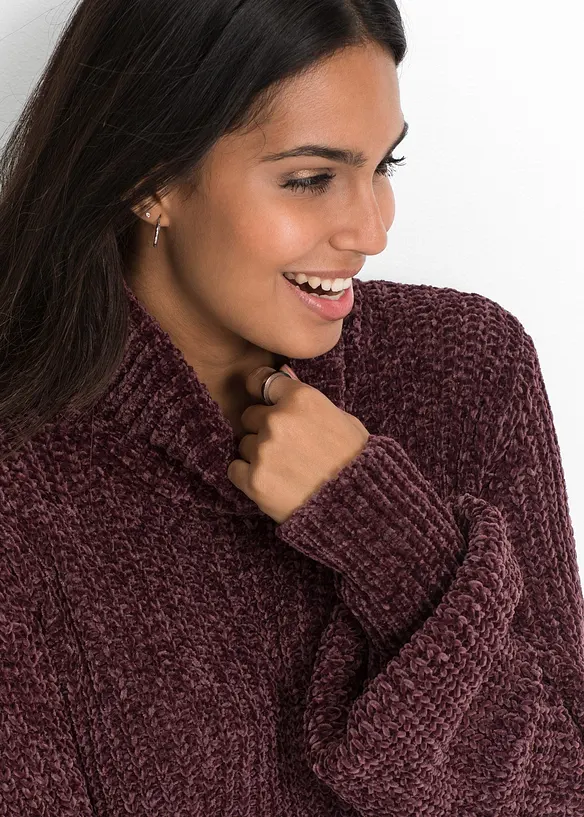 Stickad chenilleklänning i återvunnen polyester, bonprix