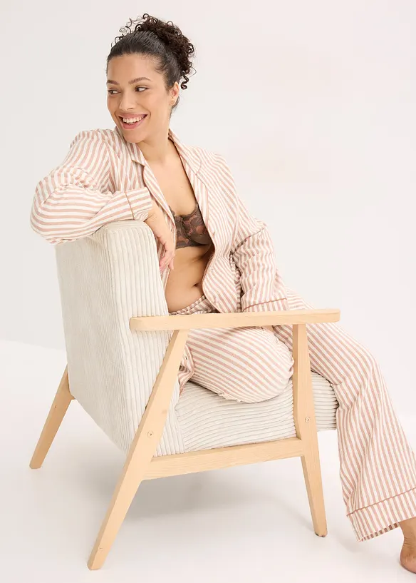 V&auml;vd flanellpyjamas med g&aring;vop&aring;se, bonprix