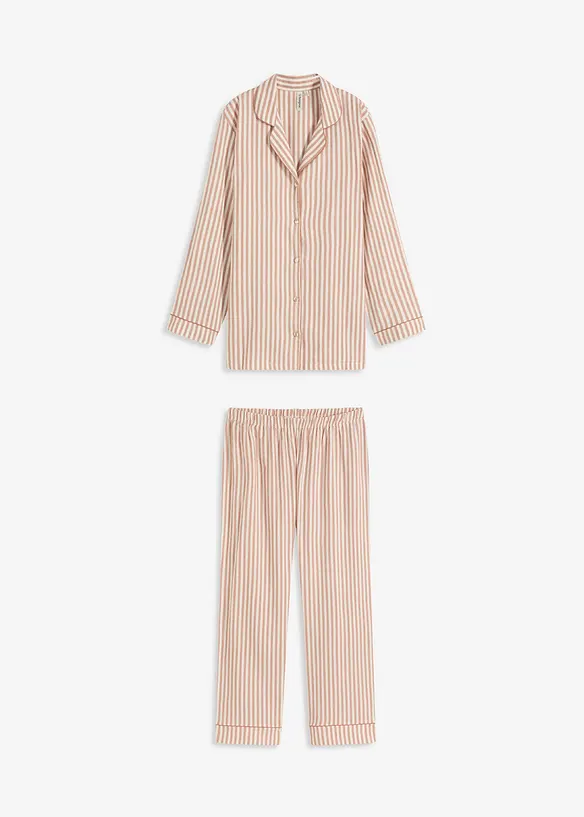 Vävd flanellpyjamas med gåvopåse, bonprix