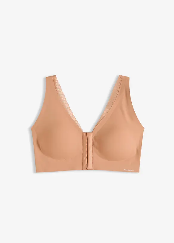 Vadderad Feel Comfort-BH utan bygel, med lasercut och framknäppning, bonprix