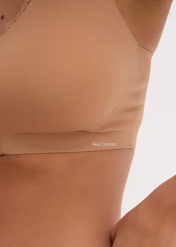 Vadderad Feel Comfort-BH utan bygel, med lasercut och framknäppning, bonprix
