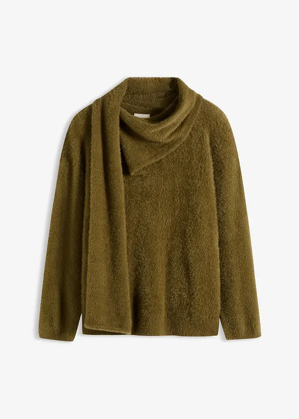 Oversize-tröja med sjal, bonprix