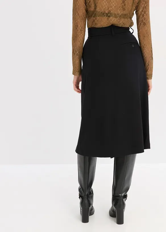Mellanlång kjol med omlottlook, bonprix