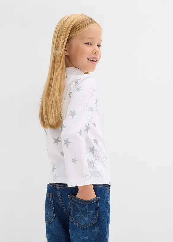 Långärmad topp av elastisk, ekologisk bomull (2-pack), bonprix