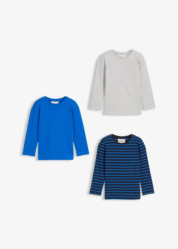 Långärmad tröja med ekologisk bomull (3-pack), bonprix