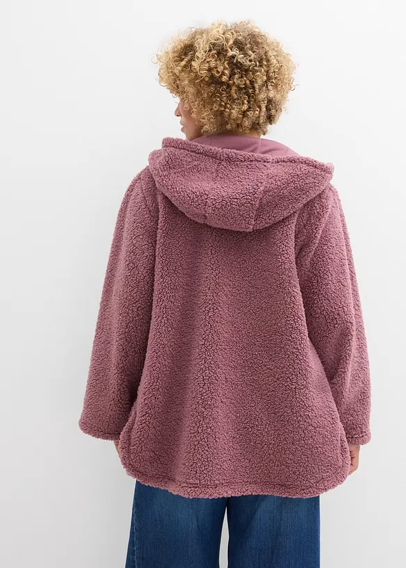 A-linjeformad teddyfleecejacka med slits i sidan, bonprix