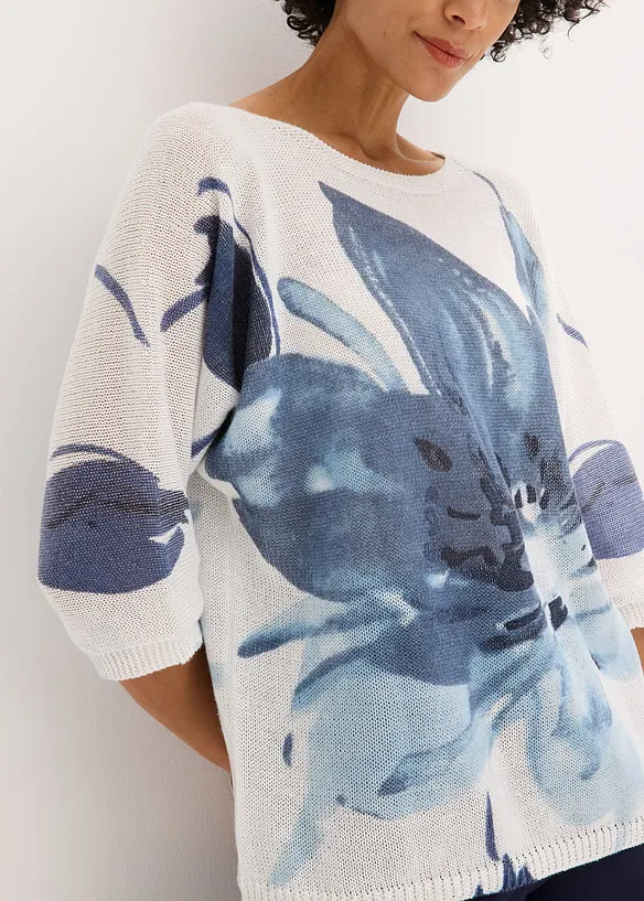 Tröja med blommotiv, bonprix