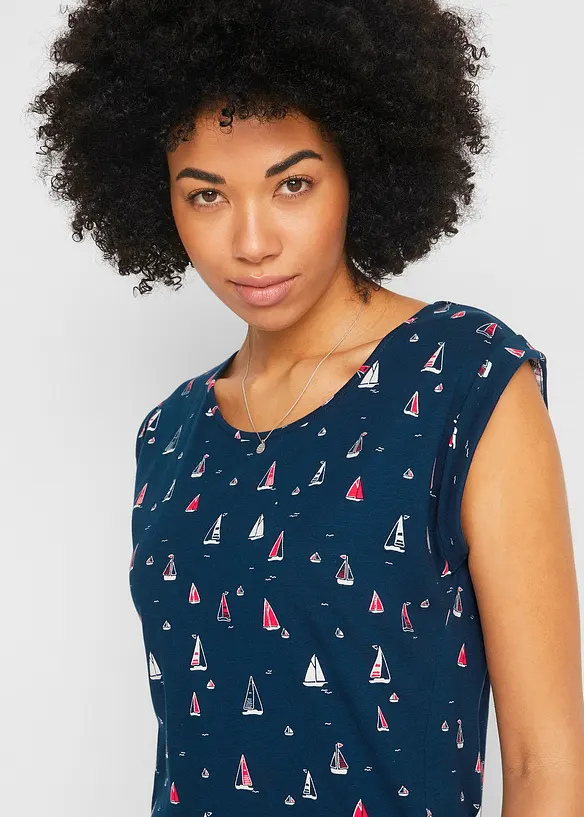 Trikåklänning med vingärmar och mönster, bonprix