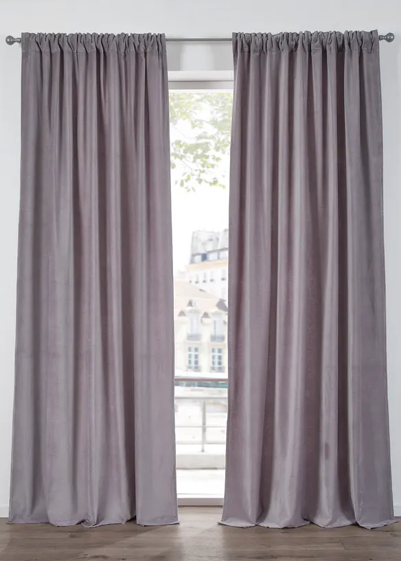 Gardinlängd i sammet av ekologisk bomull (1-pack), bonprix