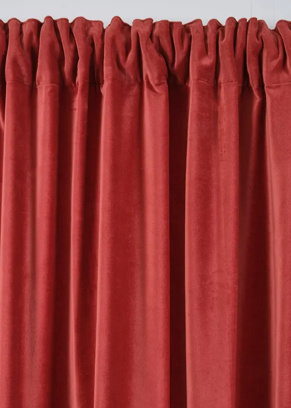 Gardinlängd i sammet av ekologisk bomull (1-pack), bonprix