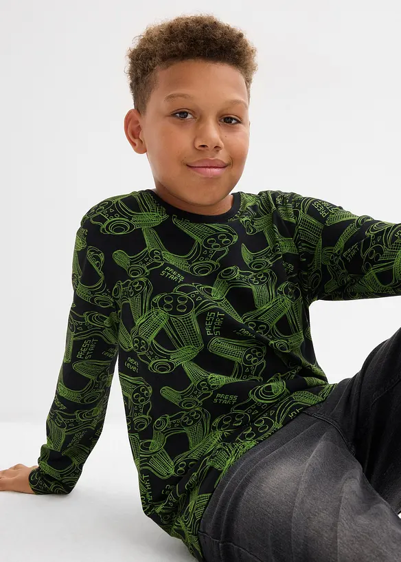 Långärmad tröja av mjuk mix med ekologisk bomull (3-pack), bonprix