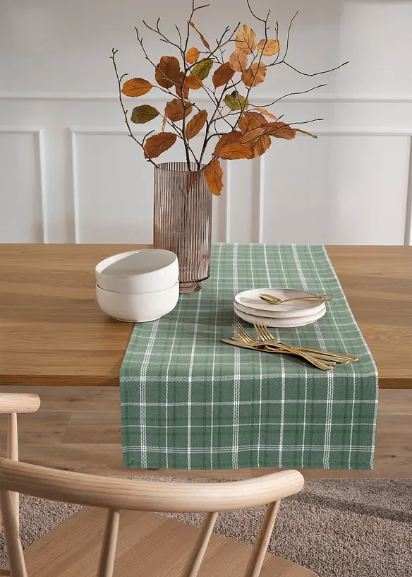 Rutig bordslöpare i ekologisk bomull, bonprix