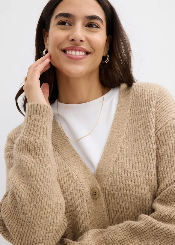 Ribbstickad cardigan, bonprix