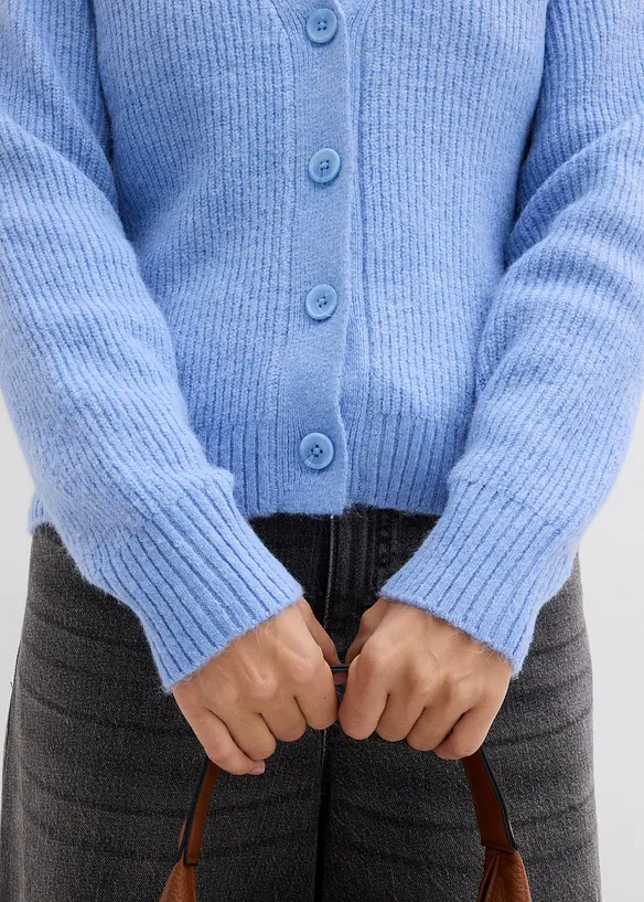 Ribbstickad cardigan, bonprix