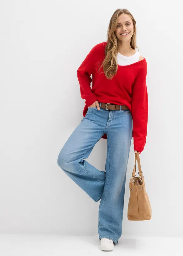 Lång oversizetröja med sidslitsar, bonprix