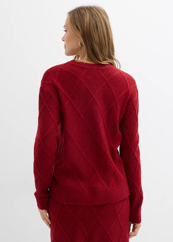 Oversized tröja med stickat flätmönster, bonprix