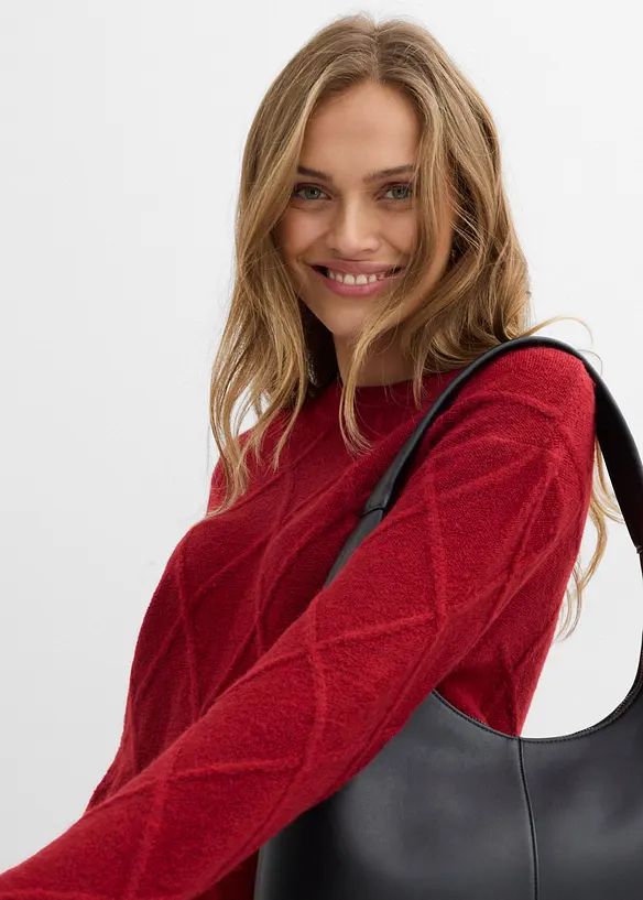 Oversized tröja med stickat flätmönster, bonprix