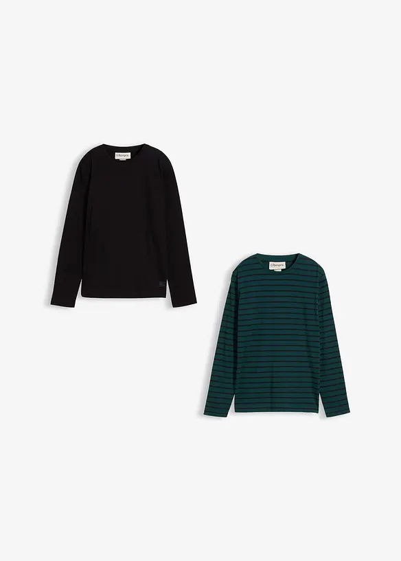 Långärmad T-shirt i ekologisk bomull (2-pack), bonprix