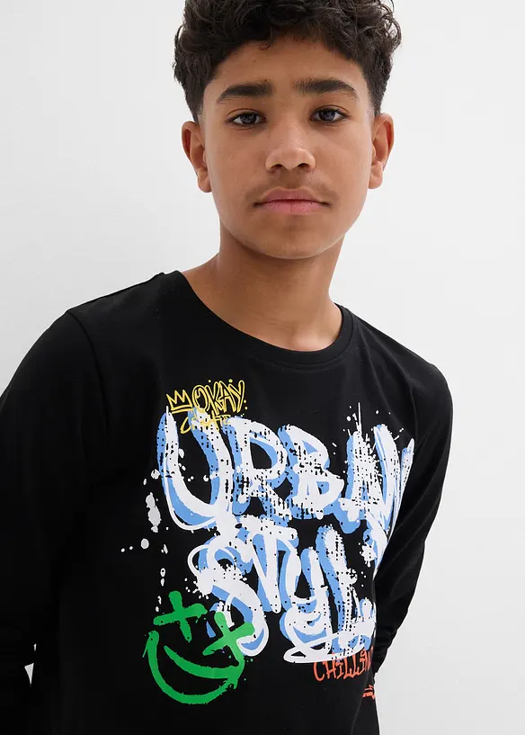 Långärmad T-shirt i ren ekologisk bomull, bonprix