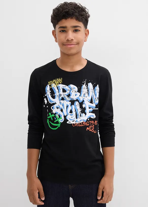 Långärmad T-shirt i ren ekologisk bomull, bonprix