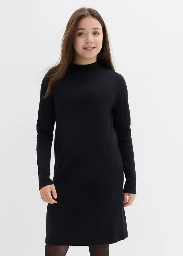 Jerseyklänning med ståkrage, bonprix