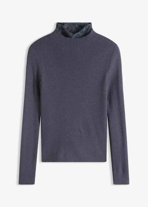 Ribbstickad tröja i böljande viskosmix, bonprix