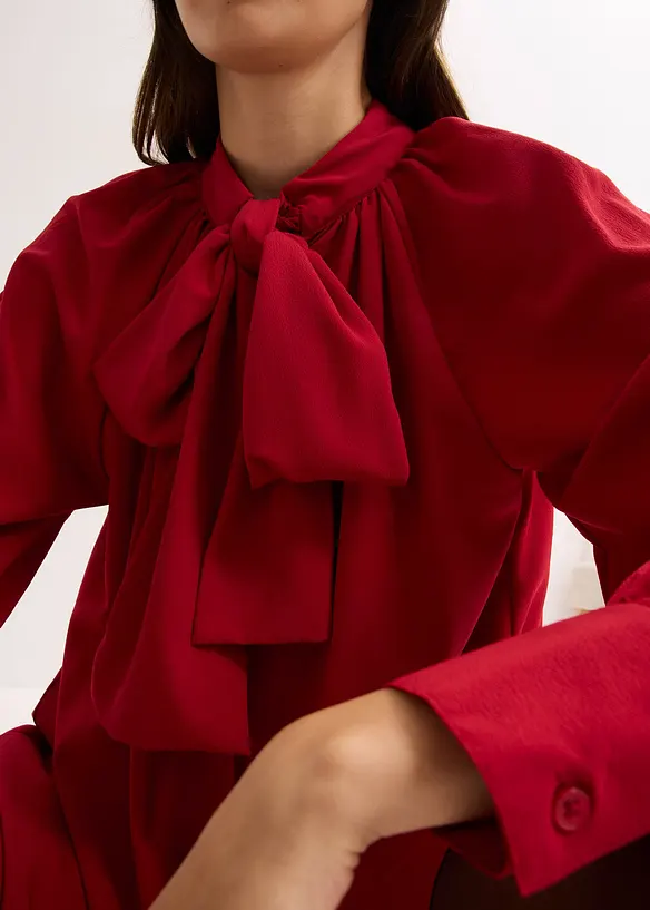 Blusklänning med krage med knytband, bonprix