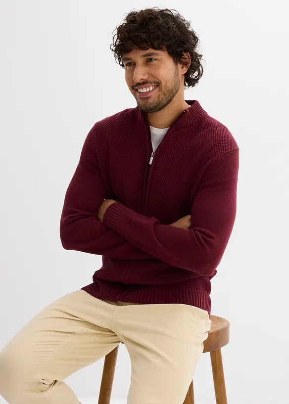 Finstickad cardigan av bomull, bonprix