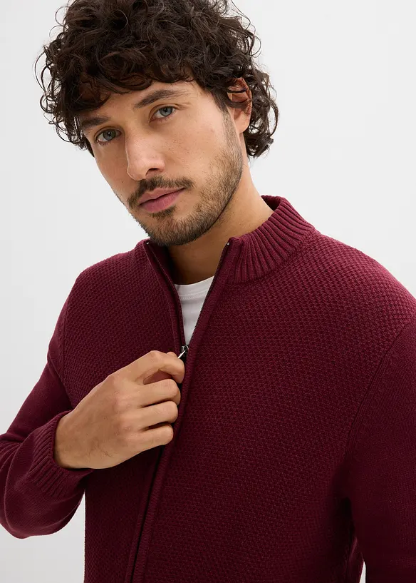 Finstickad cardigan av bomull, bonprix