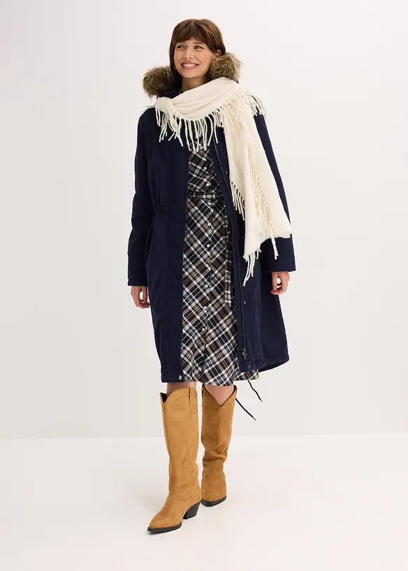 Vadderad lång parkas, bonprix