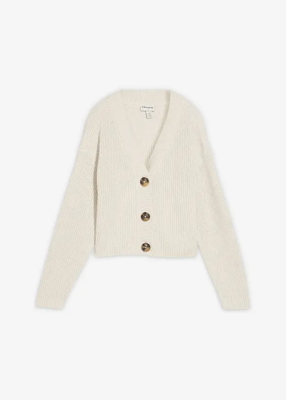 Grovstickad cardigan i bomull, bonprix