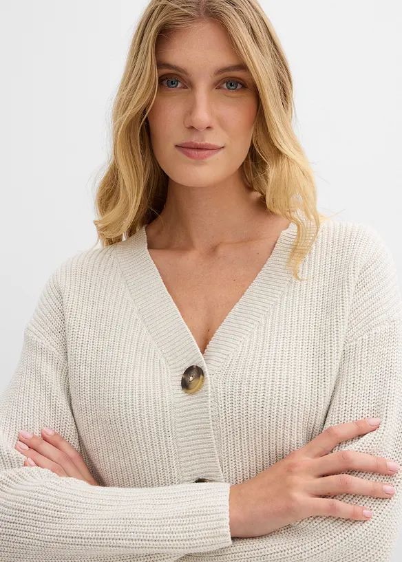 Grovstickad cardigan i bomull, bonprix