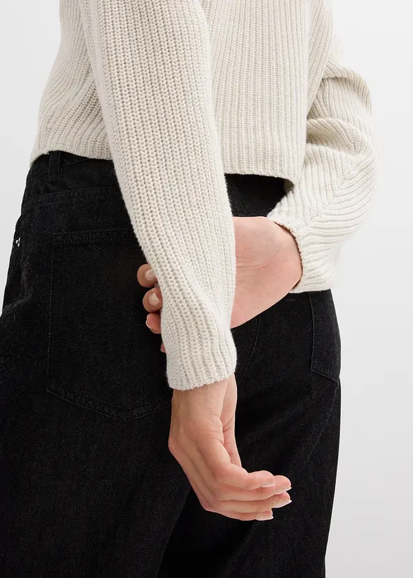 Grovstickad cardigan i bomull, bonprix