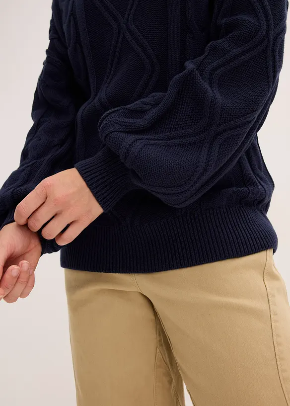 Oversizetr&ouml;ja med fl&auml;tstickning, bonprix