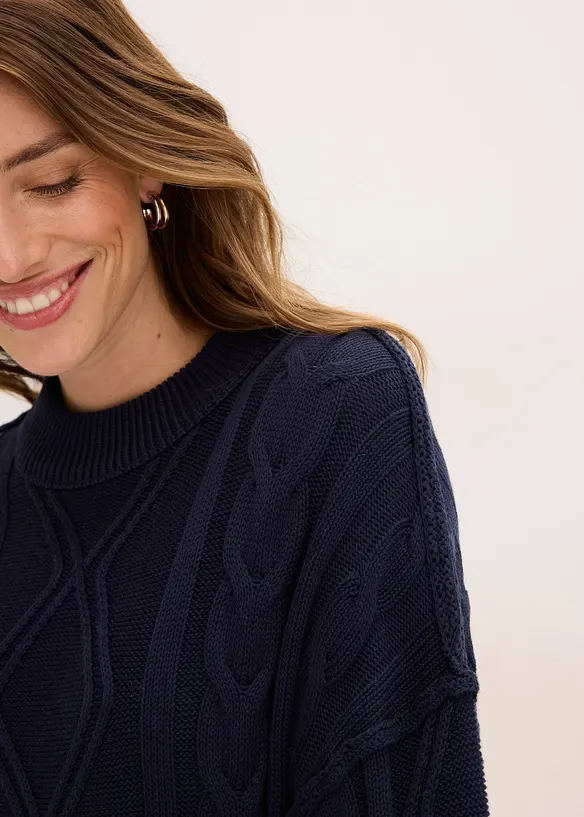 Oversizetr&ouml;ja med fl&auml;tstickning, bonprix