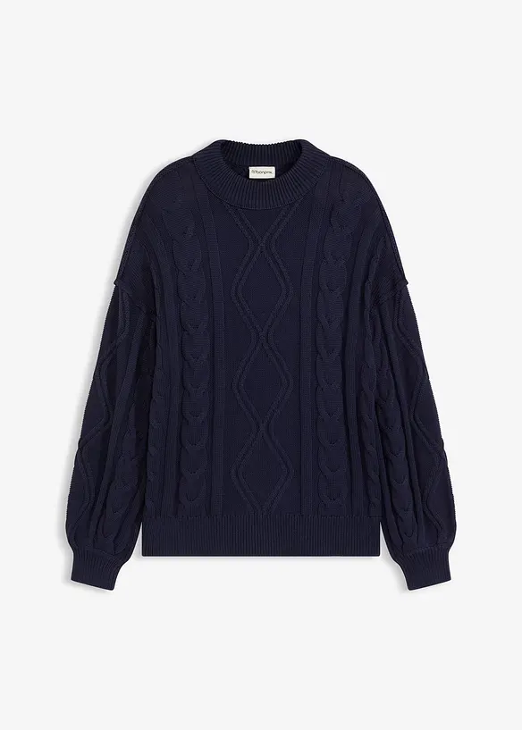 Oversizetr&ouml;ja med fl&auml;tstickning, bonprix