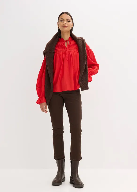Blus i fintrådig viskosmix, bonprix