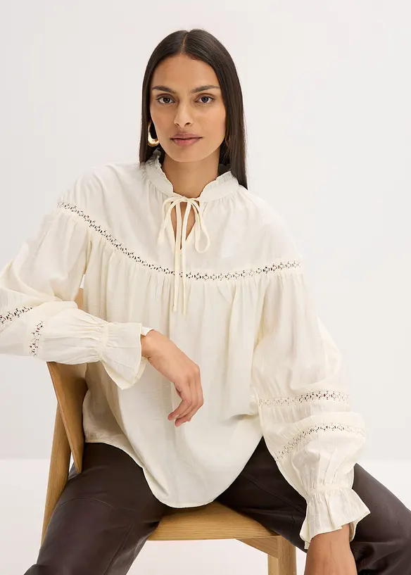 Blus i fintrådig viskosmix, bonprix