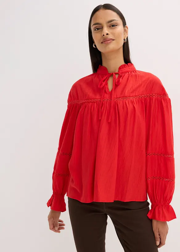 Blus i fintrådig viskosmix, bonprix