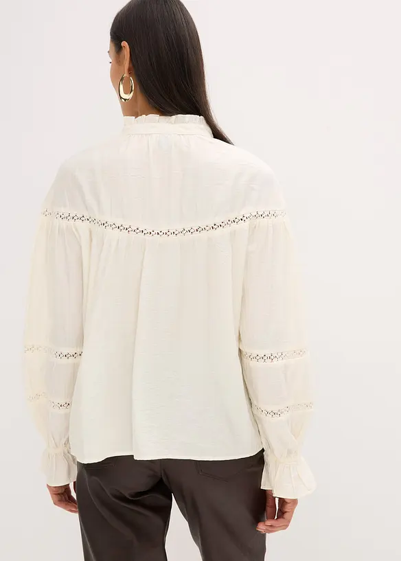 Blus i fintrådig viskosmix, bonprix