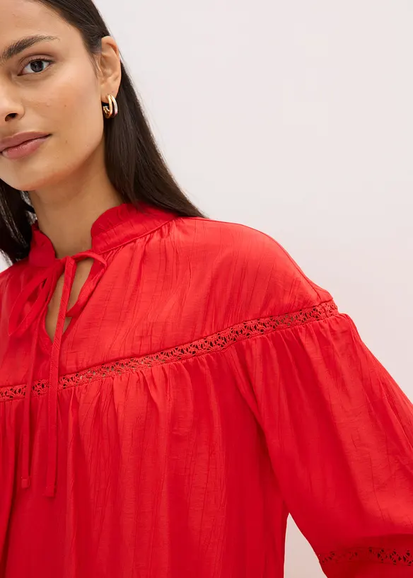 Blus i fintrådig viskosmix, bonprix
