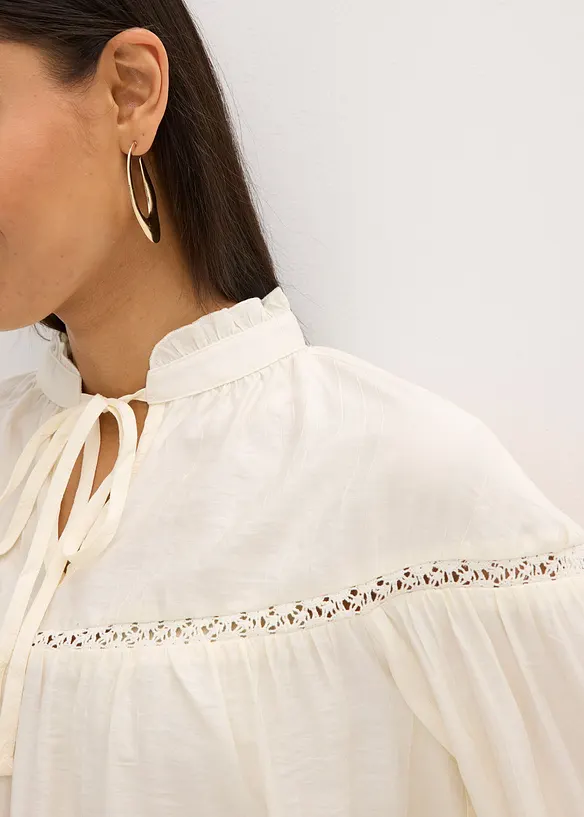 Blus i fintrådig viskosmix, bonprix