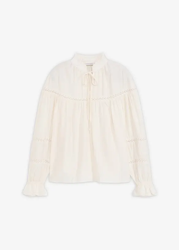 Blus i fintrådig viskosmix, bonprix