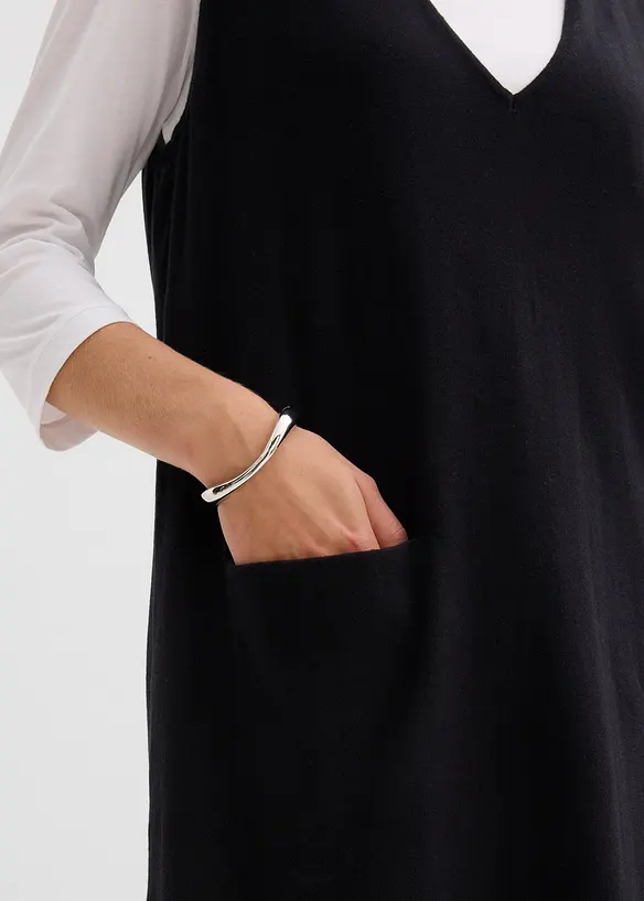 Stickad klänning i bomull, bonprix