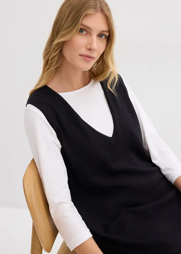 Stickad klänning i bomull, bonprix