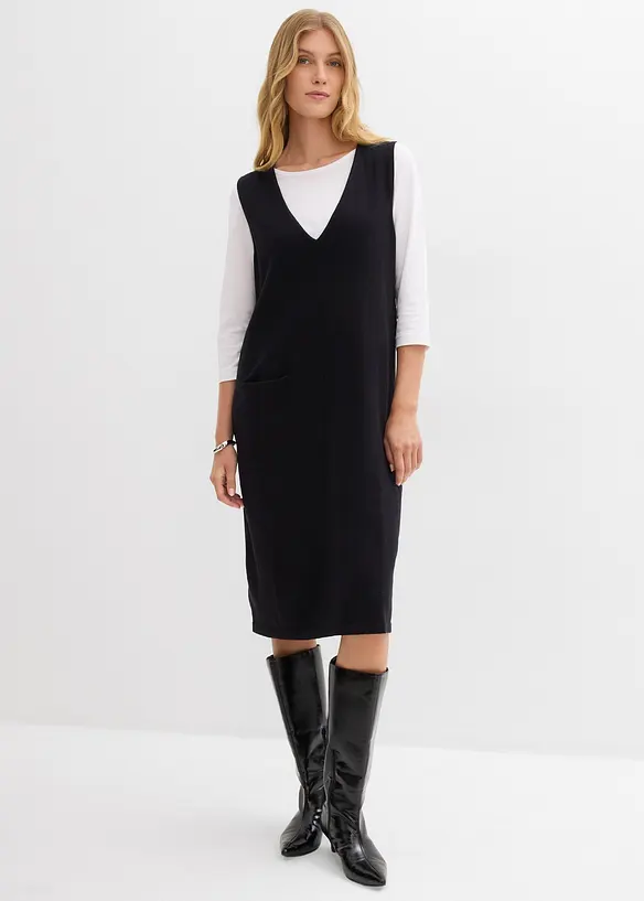 Stickad klänning i bomull, bonprix